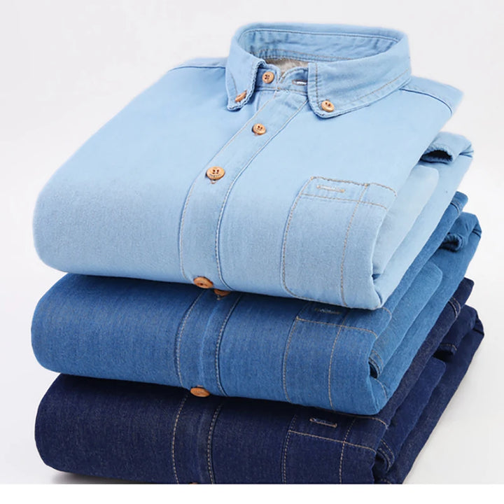 Fleece-Lined Slim Fit Cowboy Denim Jacket