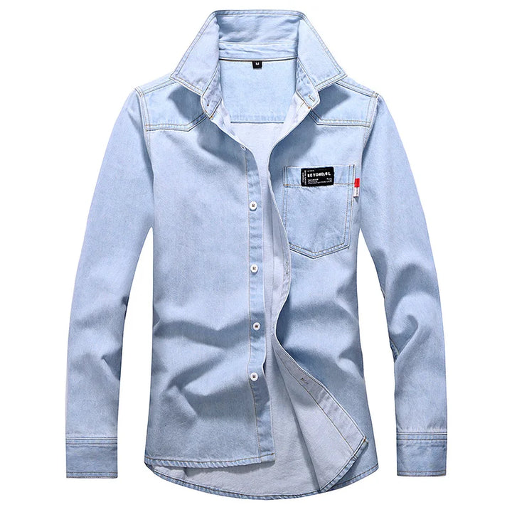Slim Fit Long Sleeve Cowboy Style Cotton Denim Shirt