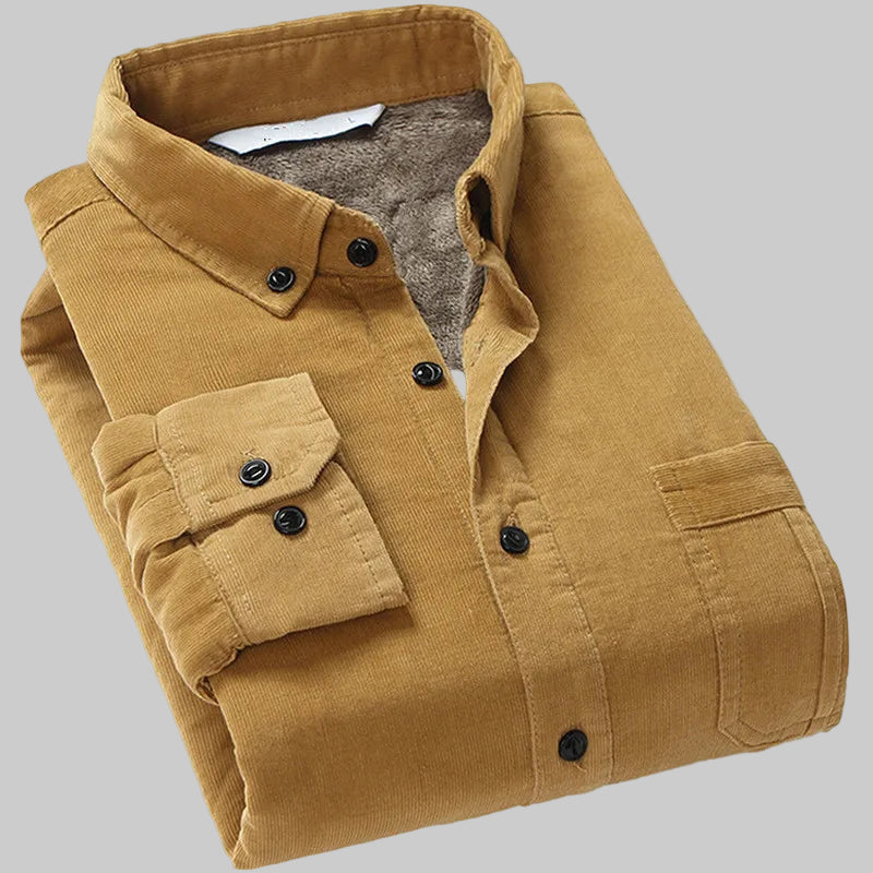 Thick Fleece-Lined Cotton Corduroy Winter Shirt