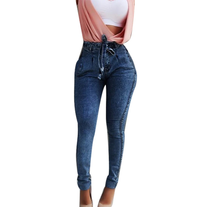 Trendy High-Waisted Belted Skinny Jeans