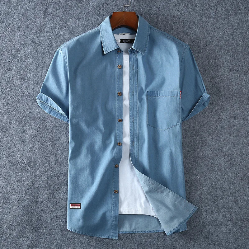 High Quality Cotton Short Sleeve Denim Shirt
