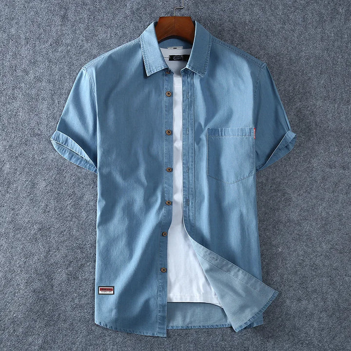 High Quality Cotton Short Sleeve Denim Shirt