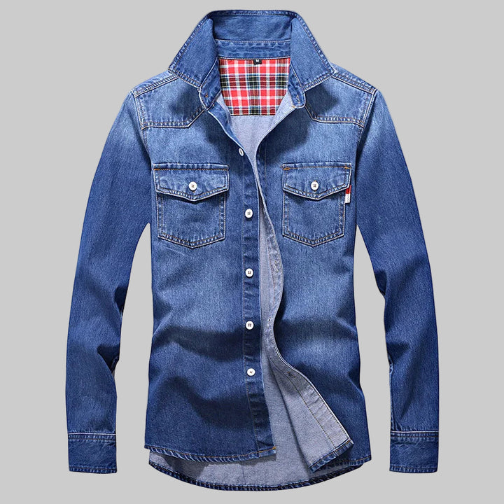 Slim Fit Long Sleeve Cowboy Style Cotton Denim Shirt