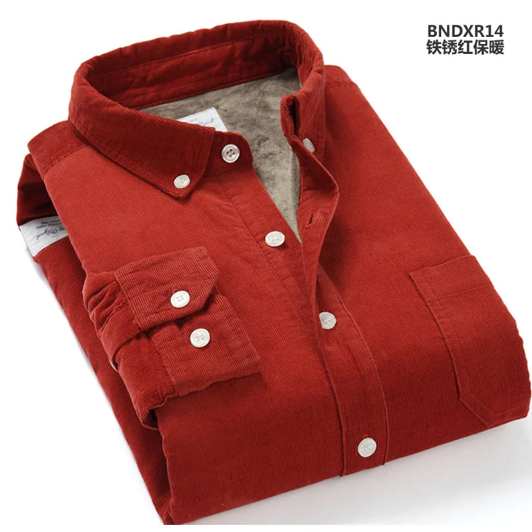 Thick Fleece-Lined Cotton Corduroy Winter Shirt