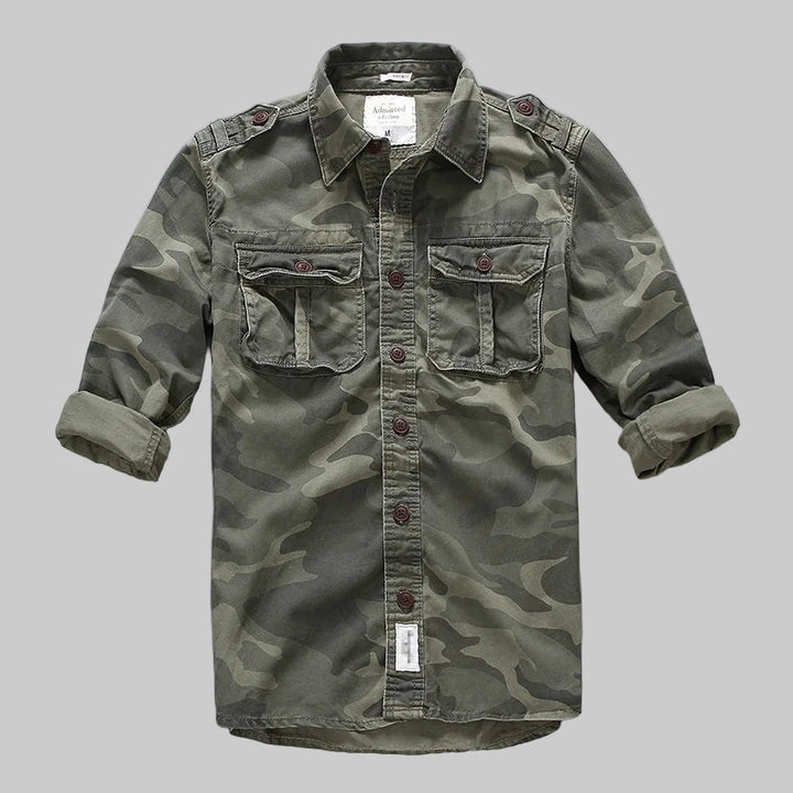 Casual Camouflage Long Sleeve Cargo Shirt