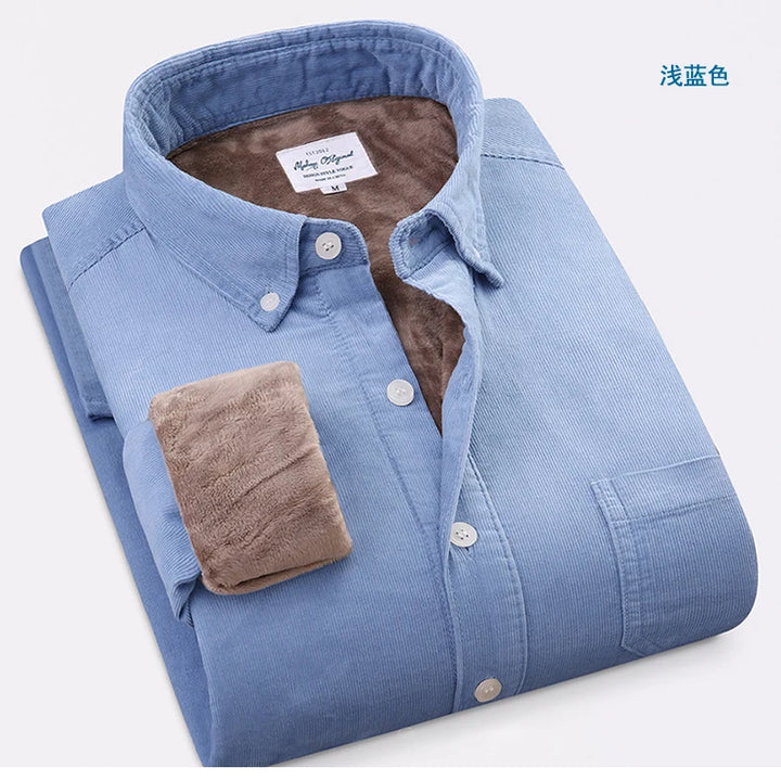 Thick Fleece-Lined Cotton Corduroy Winter Shirt