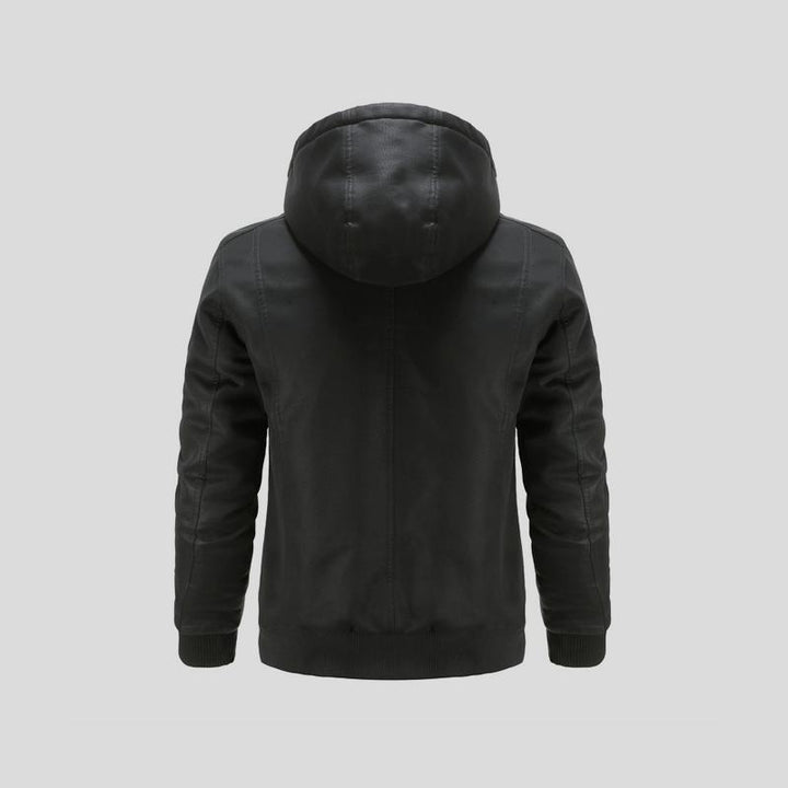 Lance - Leather Jacket with Hood