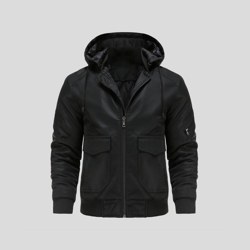 Lance - Leather Jacket with Hood