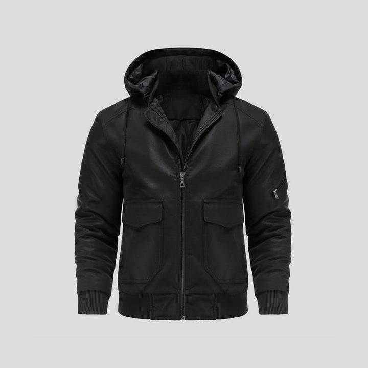 Lance - Leather Jacket with Hood