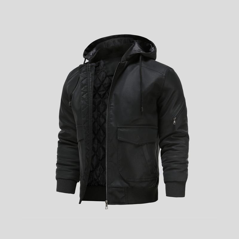 Lance - Leather Hooded Jacket