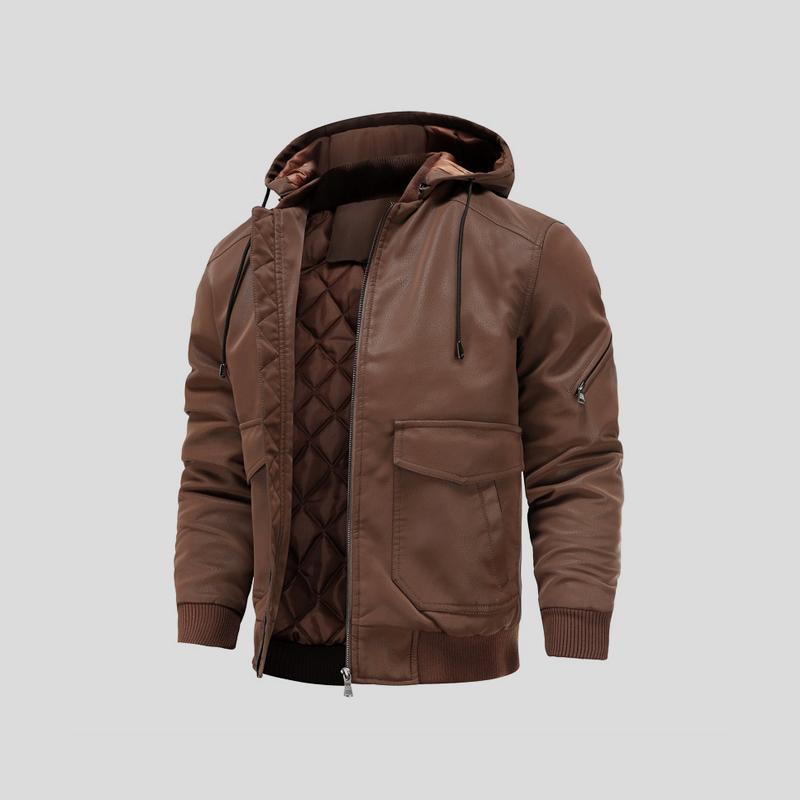 Lance - Leather Hooded Jacket