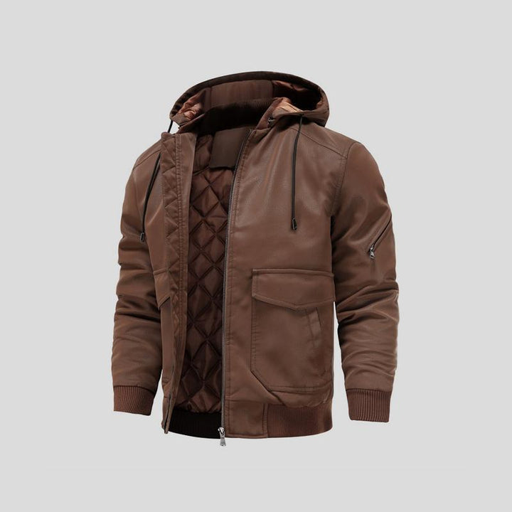 Lance - Leather Hooded Jacket