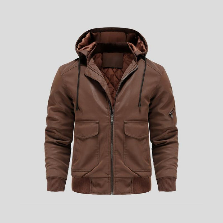 Lance - Leather Hooded Jacket