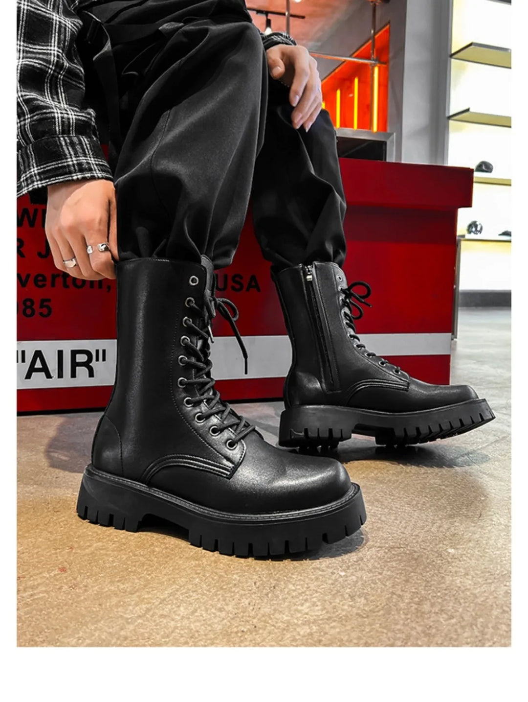 LMQ British Style Leather Chelsea Motorcycle Boots