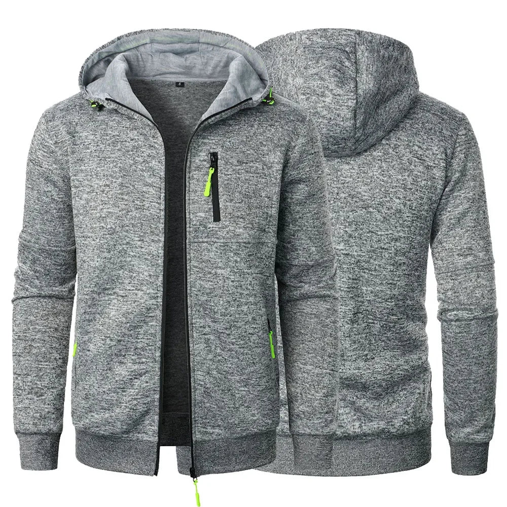 Zipper Pocket Jacquard Slim Fit Hoodie