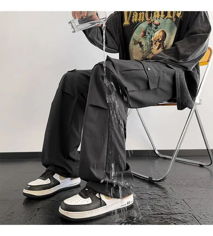 High-Waisted Elastic Cargo Pants