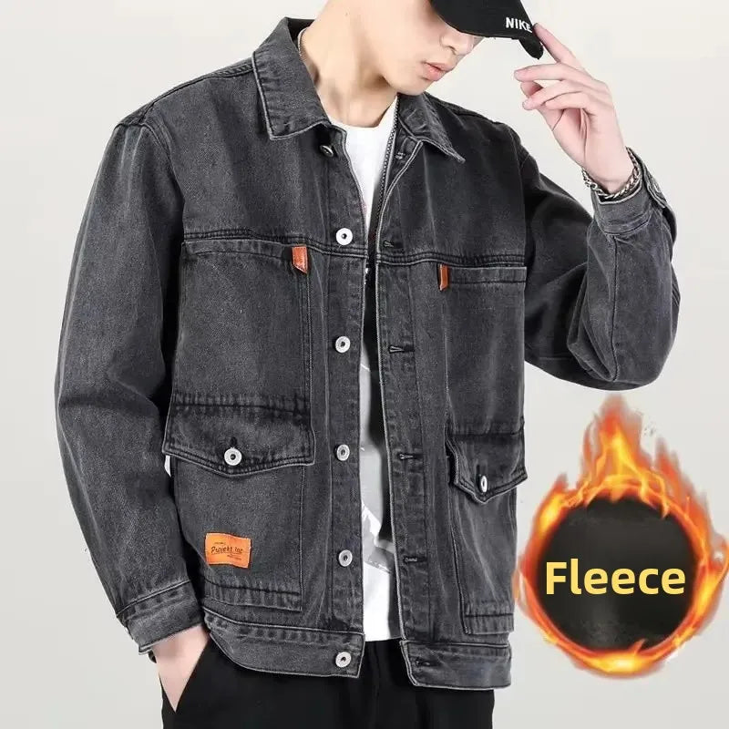 Thick Fleece-Lined Winter Denim Jacket