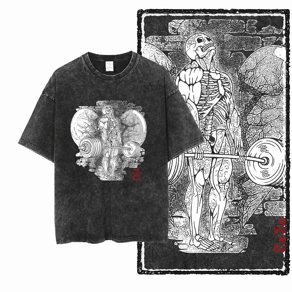 Skull Graphic Acid Washed Tees