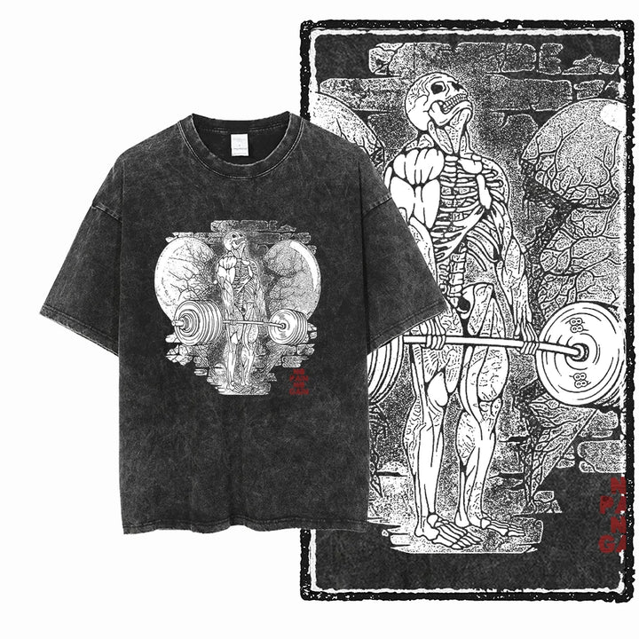 Skull Graphic Acid Washed Tees