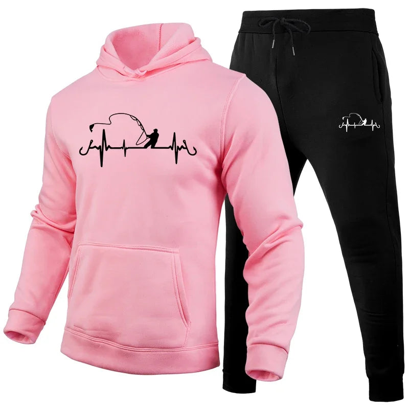 Printed Tracksuit Hoodie Sweatpants Set