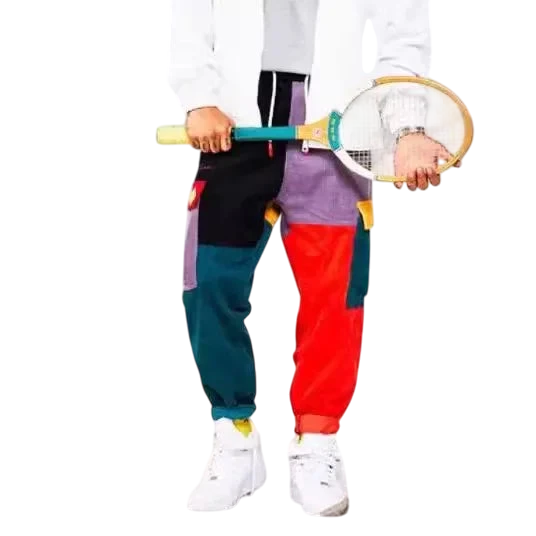 Color Block Patchwork Corduroy Jeans