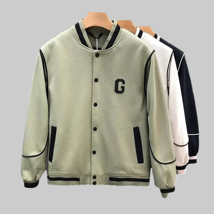 American Trendy Color Block Baseball Jacket