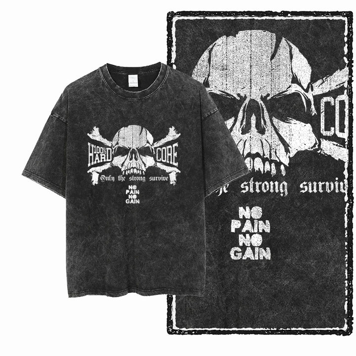 Skull Graphic Acid Washed Tees
