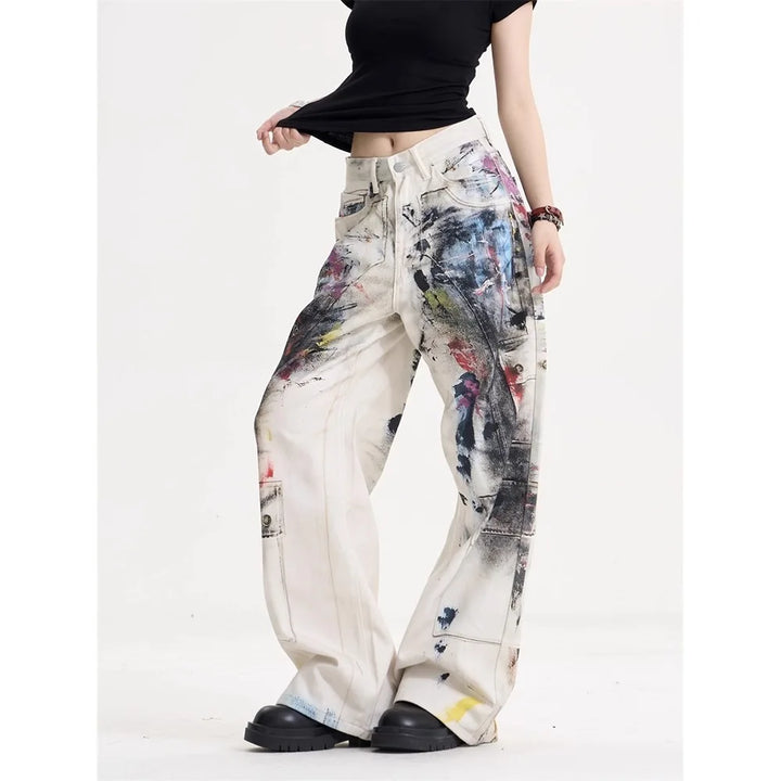 Graffiti Punk Style Baggy Wide-Leg Jeans