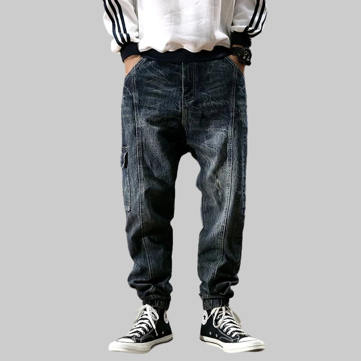 Retro Blue Printed Americana Cargo Pants
