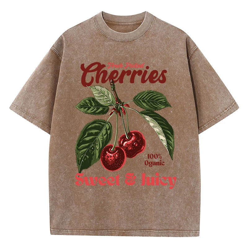 Freshly Picked Cherries Oversized Cotton-Washed Tees