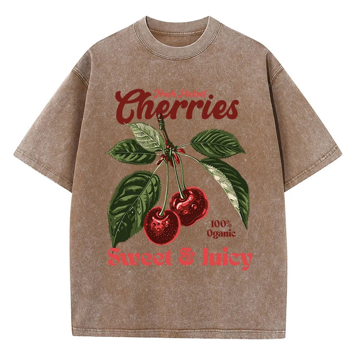 Freshly Picked Cherries Oversized Cotton-Washed Tees