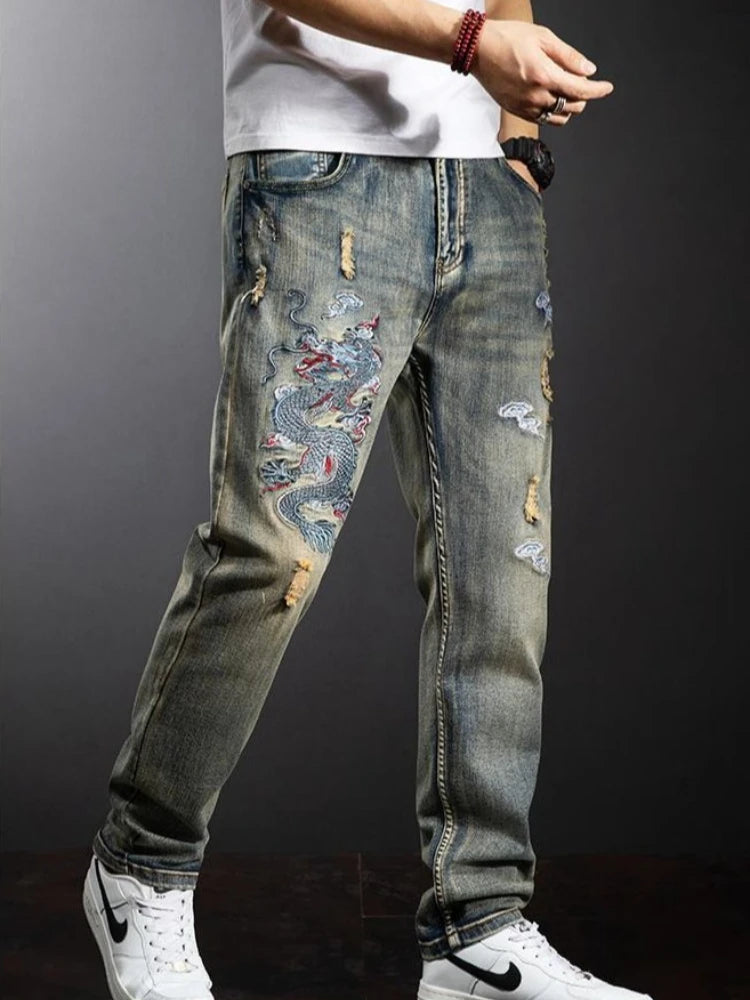 Embroidered Baggy Loose Jeans