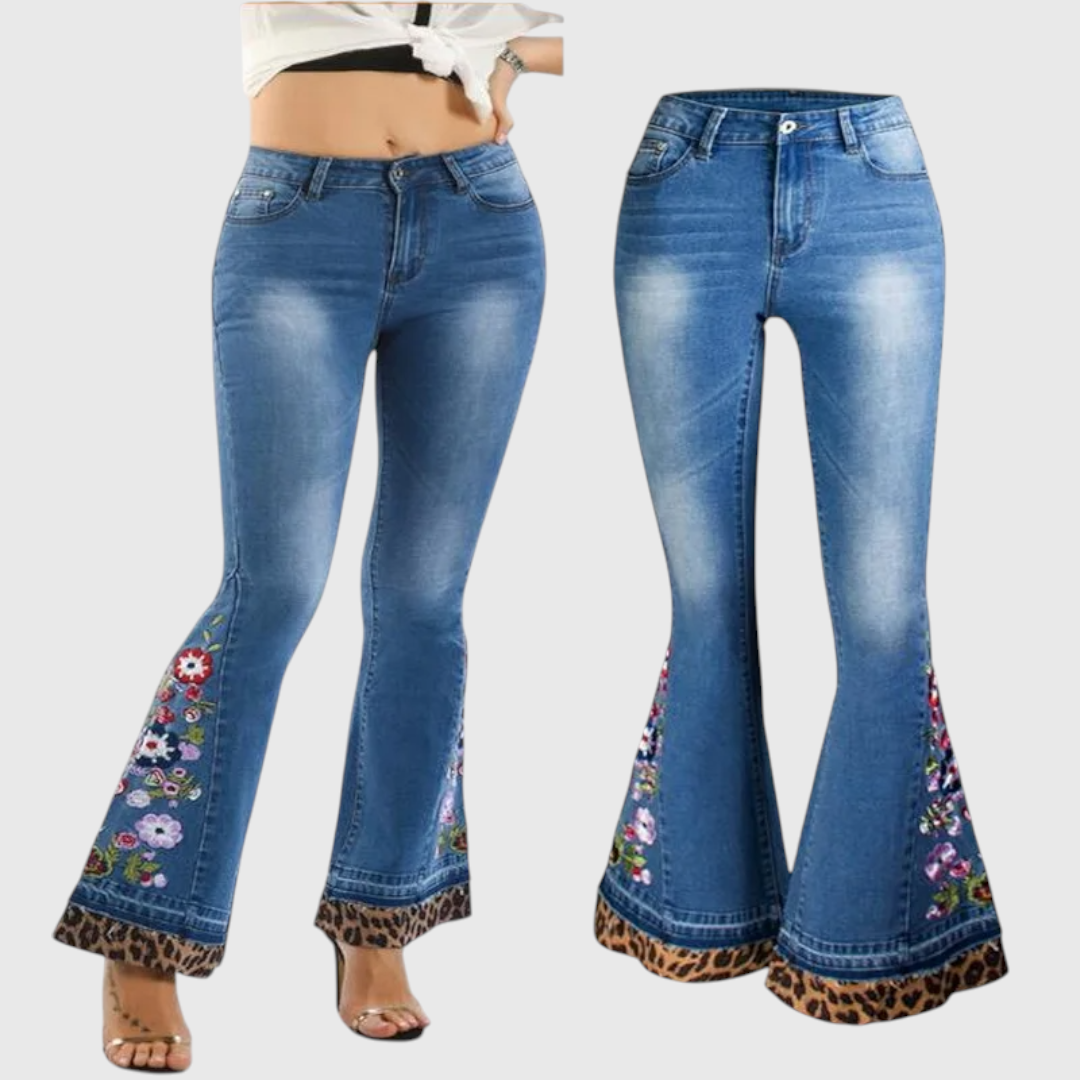 Flared Jeans with Embroidery