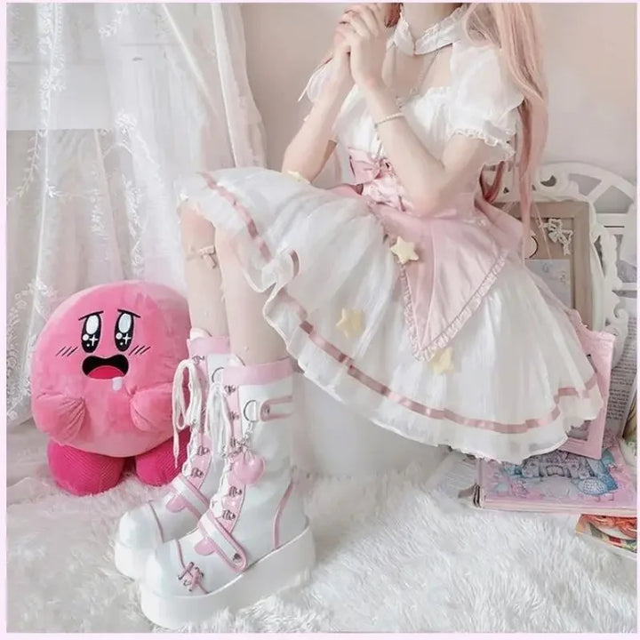 Charming Heart-Shaped Platform Ankle Boots