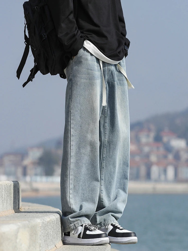 Retro Aged Men’s Loose Straight-Leg Jeans