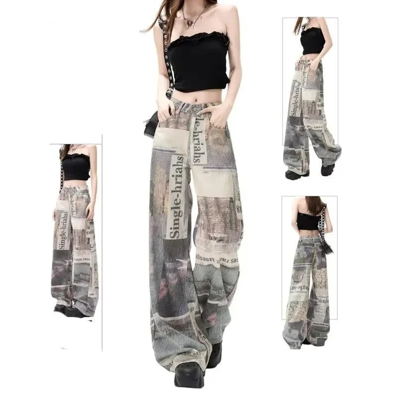Chic American Wide-Leg Floor-Length Cargo Pants