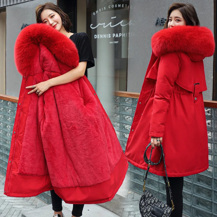 Fitted Mid-Length Parka Warm Casual Outerwear