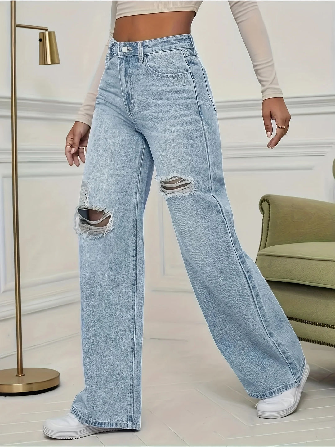 Plus Size Stretch Ripped Jeans