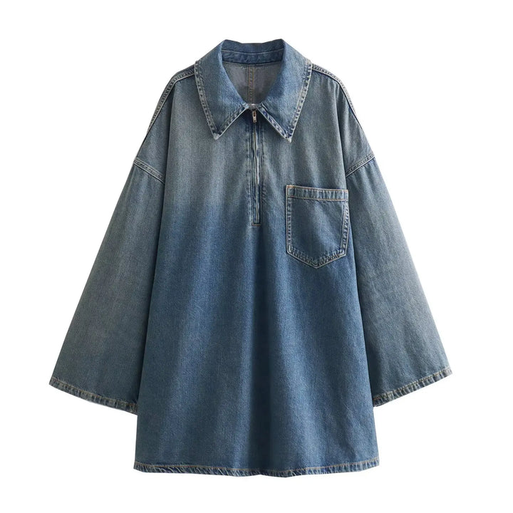 Chic Casual Loose Solid Denim Dress