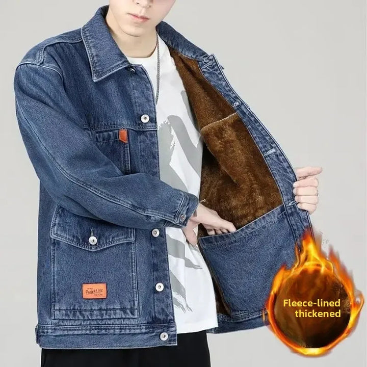 Thick Fleece-Lined Winter Denim Jacket