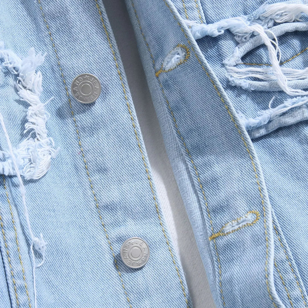 Distressed Stacked Denim Jacket