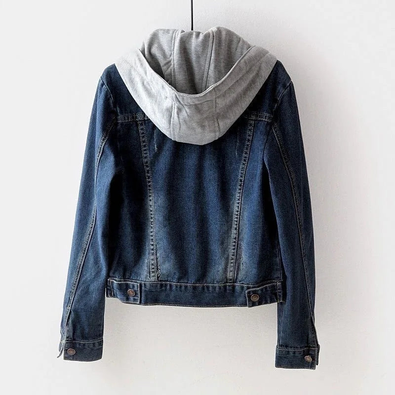 Hooded Slim Fit Denim Coat