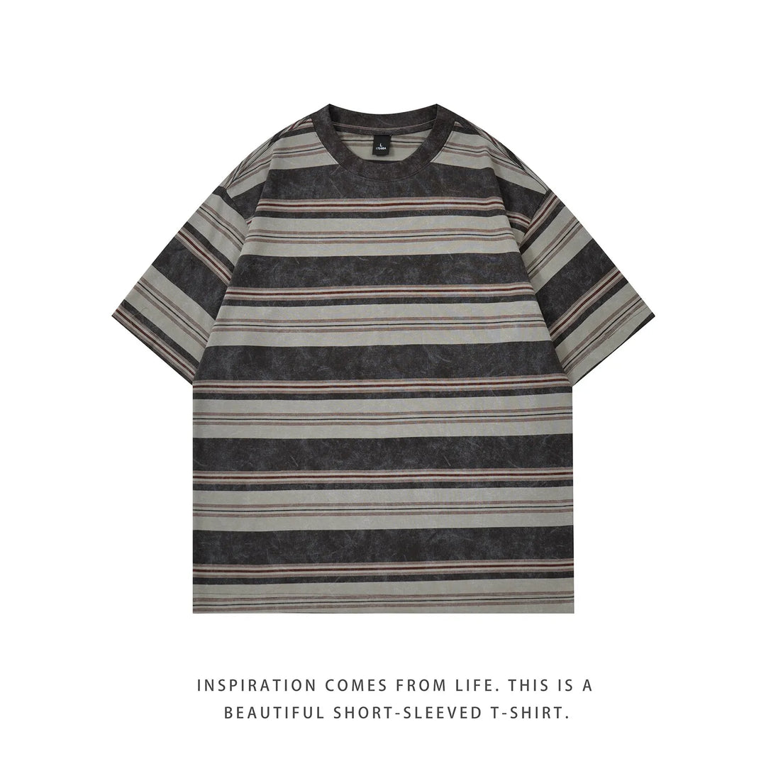 Hip Hop Tie Dye Vintage Striped Oversized T-Shirt