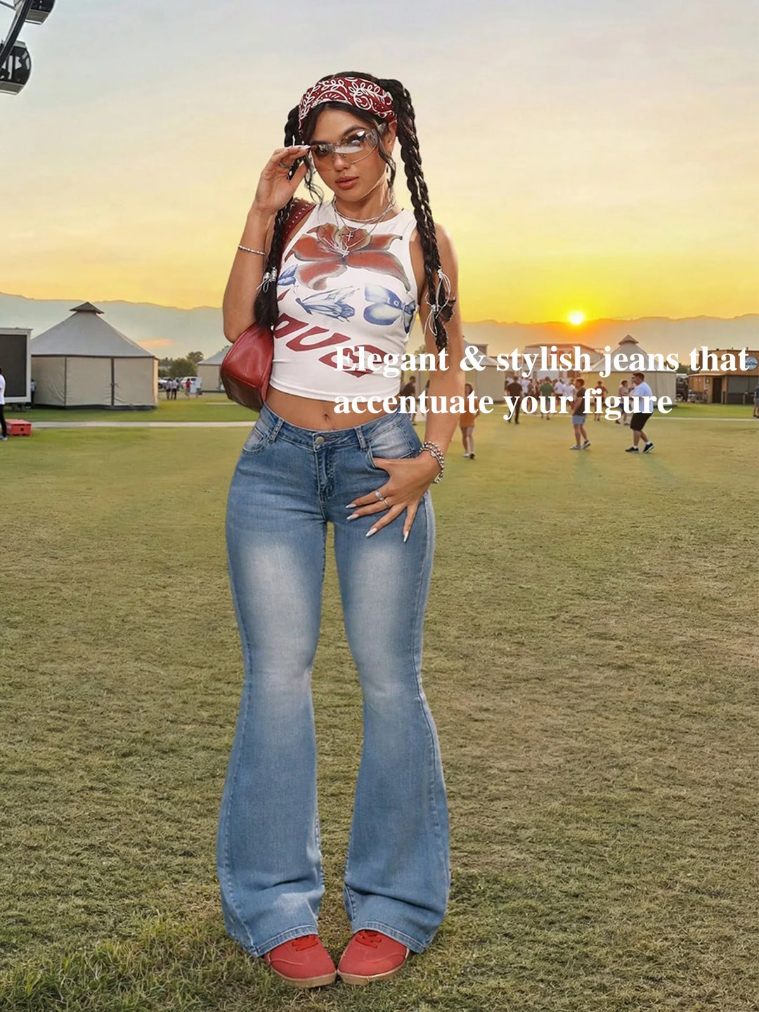 High-Waisted Flared Denim Jeans