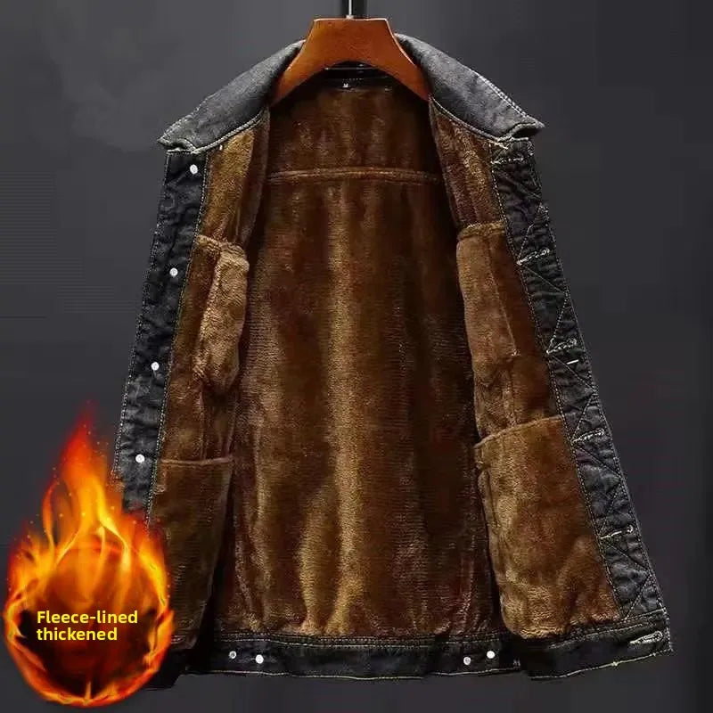 Thick Fleece-Lined Denim Jacket