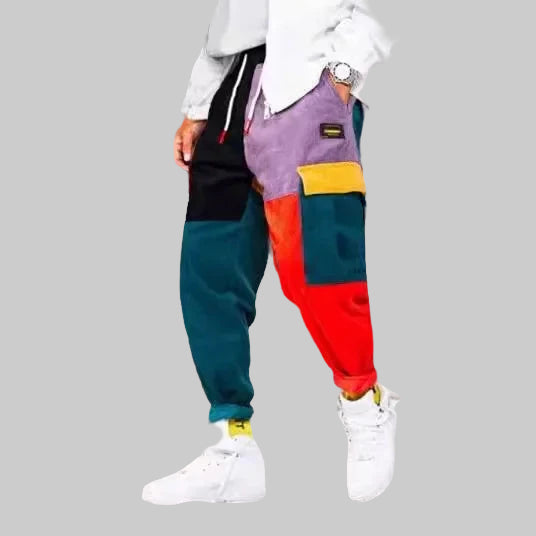 Color Block Patchwork Corduroy Jeans