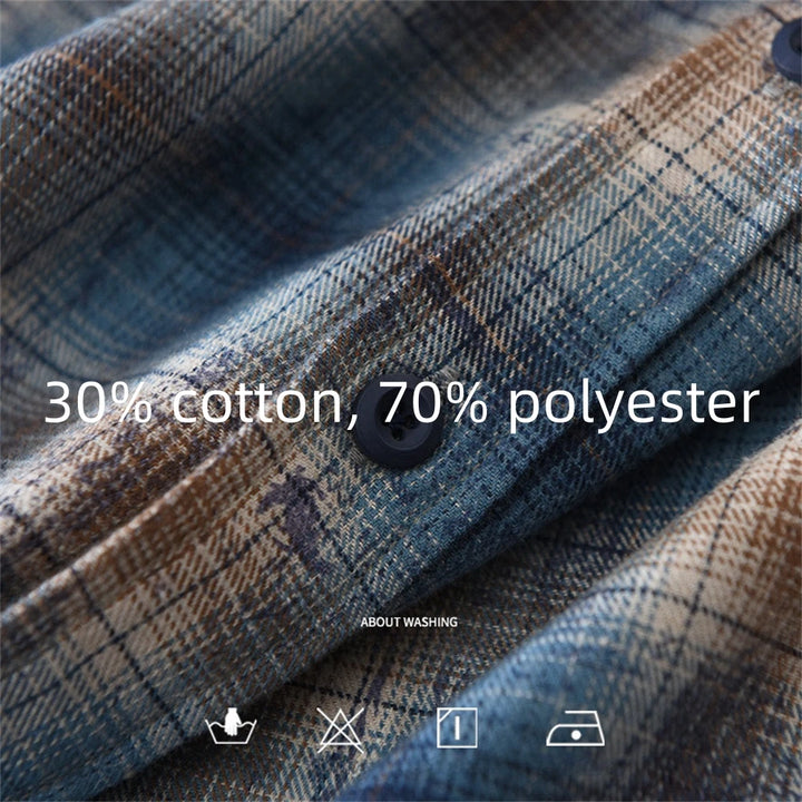 Long Sleeve Plaid Shirt-Loose Fit