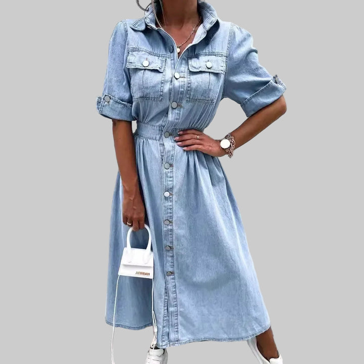 Slimming Elegant Button Down Denim Dress