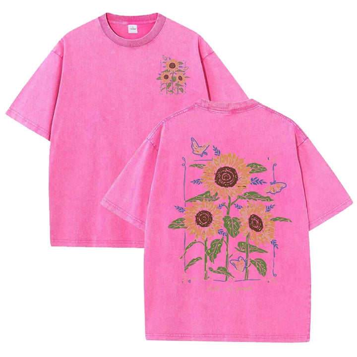 Lift Is Good Soft Cotton Sunflower Print T-Shirt