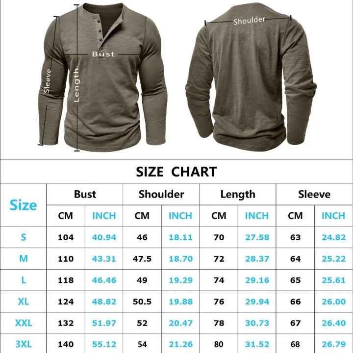 Casual Cotton Long Sleeve Henry Neck Top